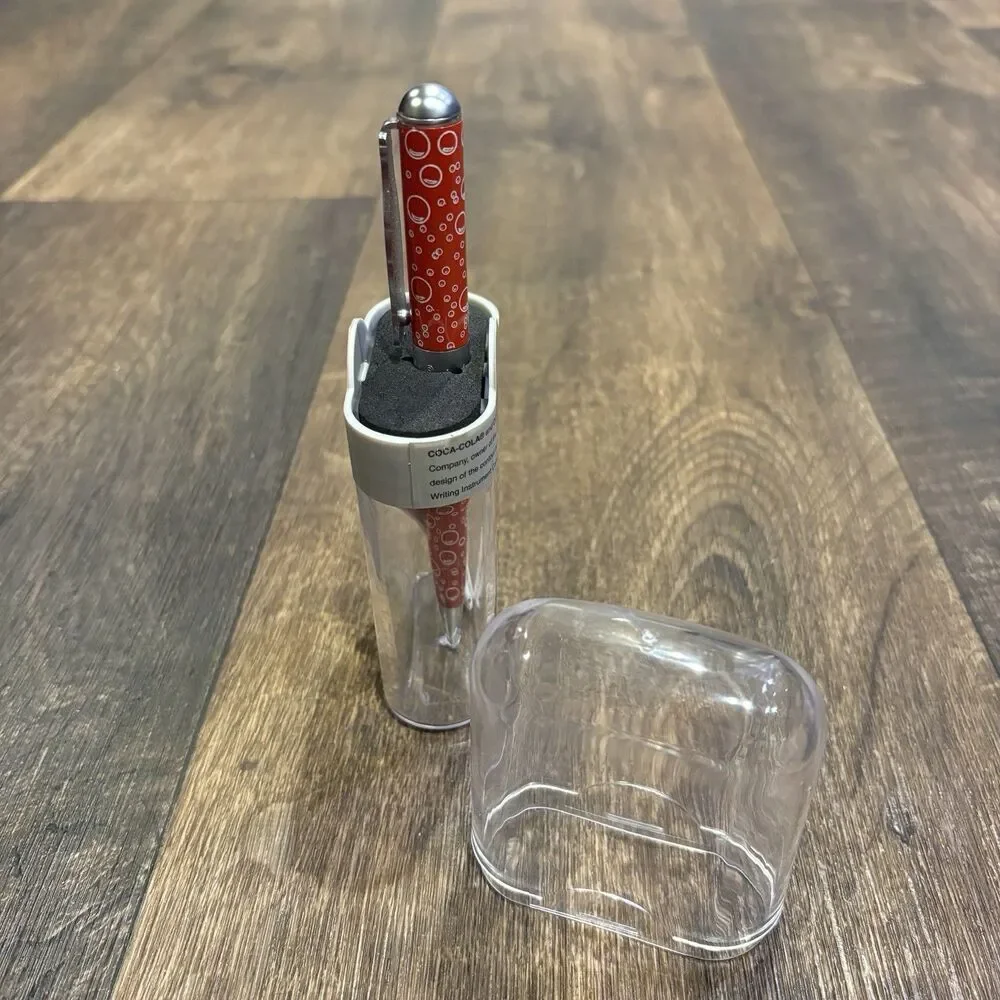 Vintage 1998 Coca-Cola Coke Collectible Ink Pen w/ Original Case Bottle Clip Red